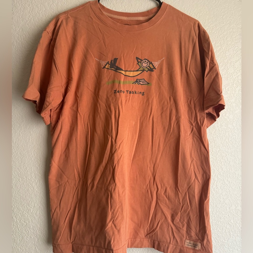 Pre Loved Life Is Good Orange Short Sleeve Shirt Size Medium
